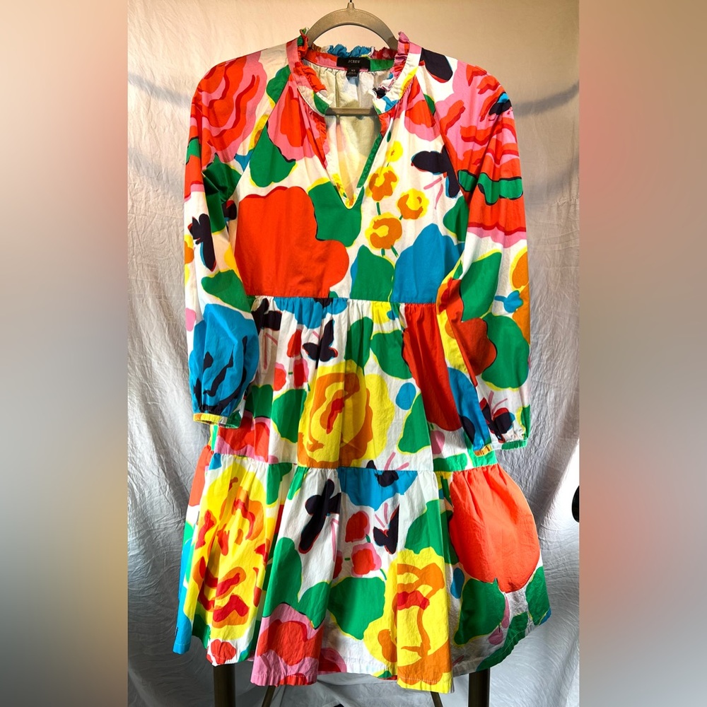 J. Crew Tiered Popover in Ratti Jardín Floral V- neck Cotton Dress. Size XS
